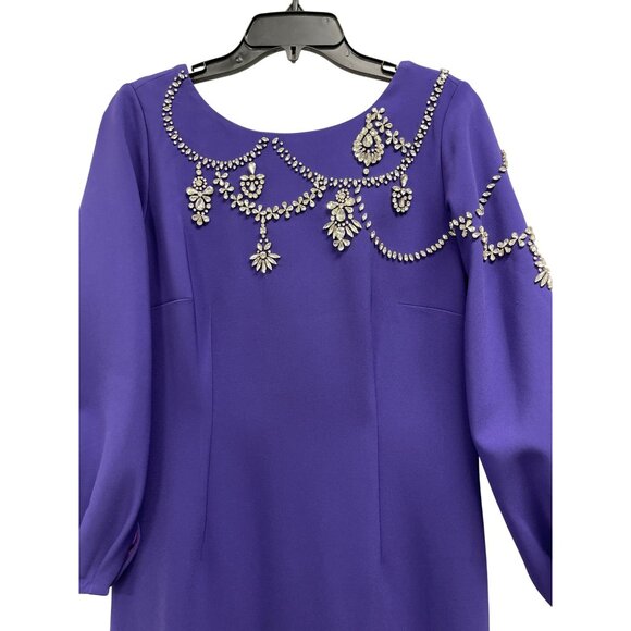 Sachin + Babi $1095 Purple Rhinestone Long Sleeve Maxi Formal Gown Dress Sz 8 - Picture 4 of 8
